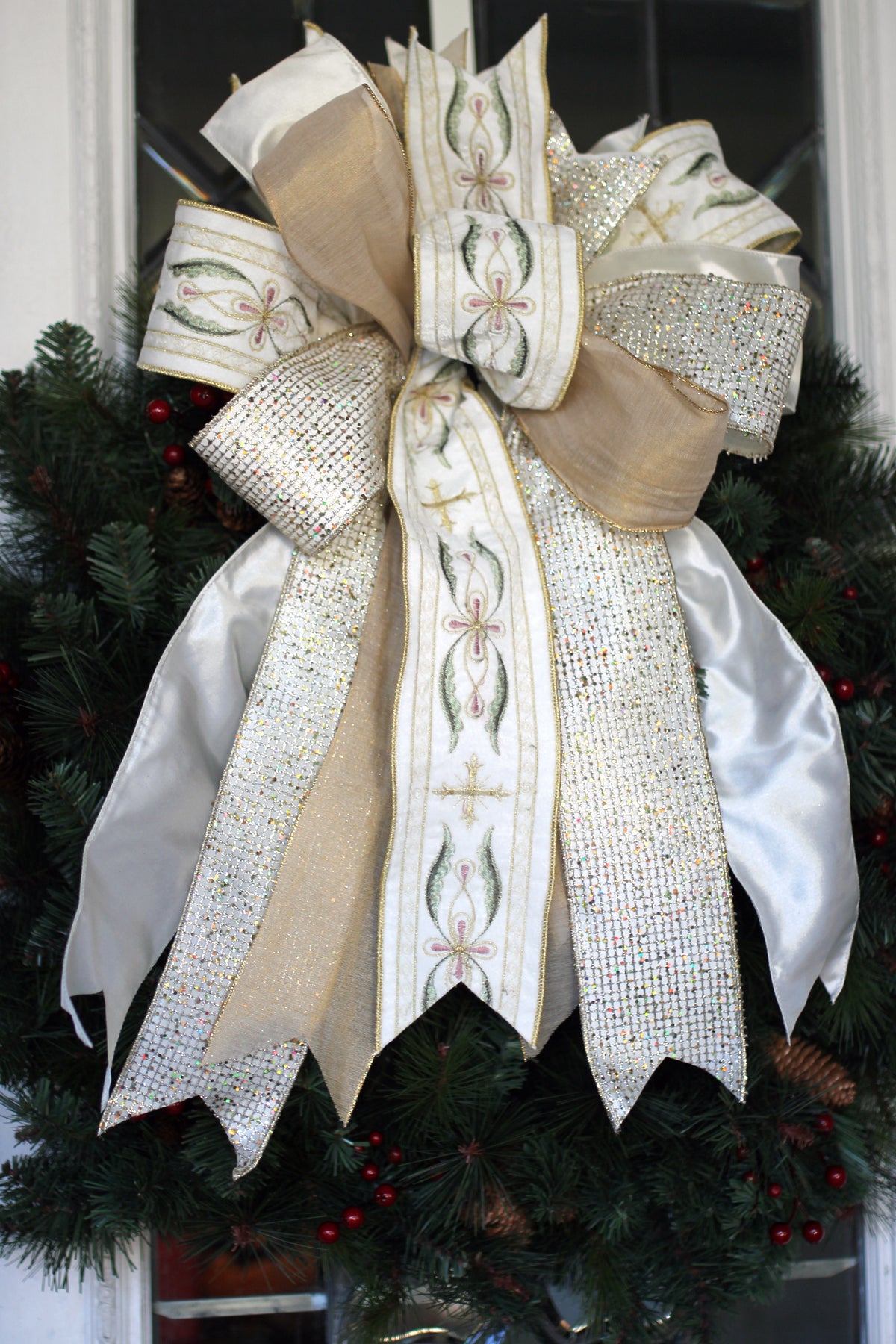 XL Angelic Ivory and Gold Cross Bow image 2