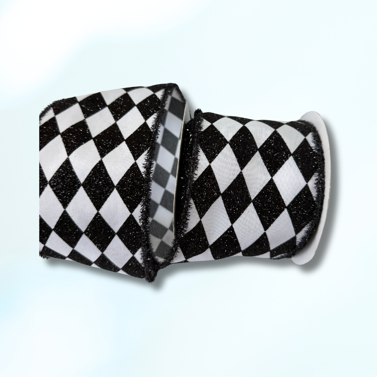 Black and White Harlequin Sparkle Ribbon