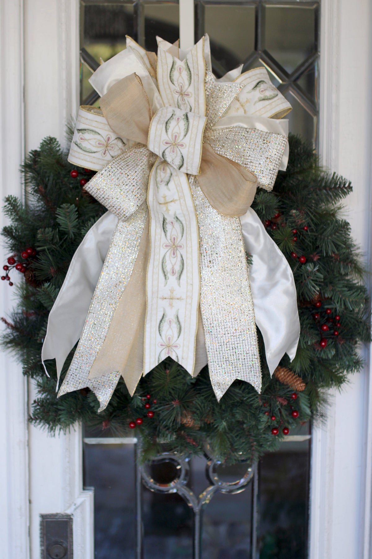XL Angelic Ivory and Gold Cross Bow image 0