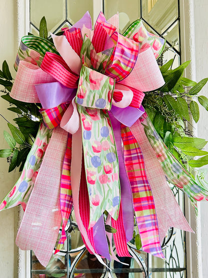 XL Pink Tulip Bow image 0