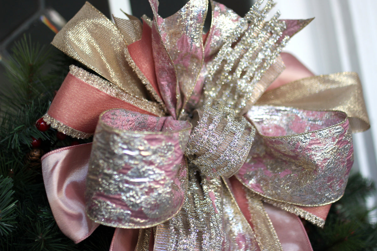 Pink Brocade Shimmer Bow image 1