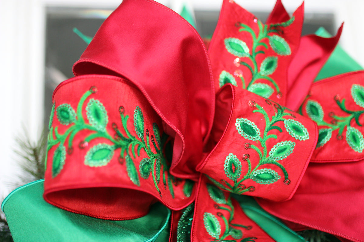 XL Ornate Holly Sparkle Bow image 1