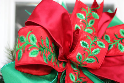 XL Ornate Holly Sparkle Bow image 1