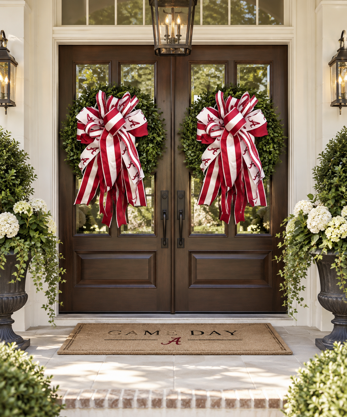 Alabama Bow - Crimson & White Stripe