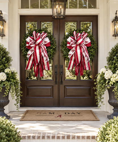 Alabama Bow - Crimson & White Stripe