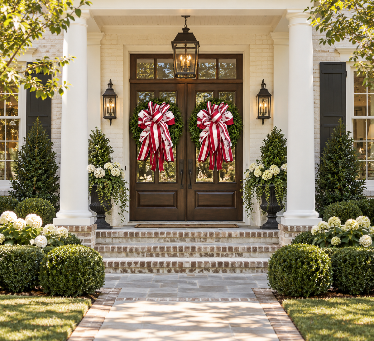 Alabama Bow - Crimson & White Stripe