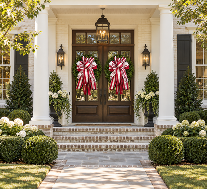Alabama Bow - Crimson & White Stripe