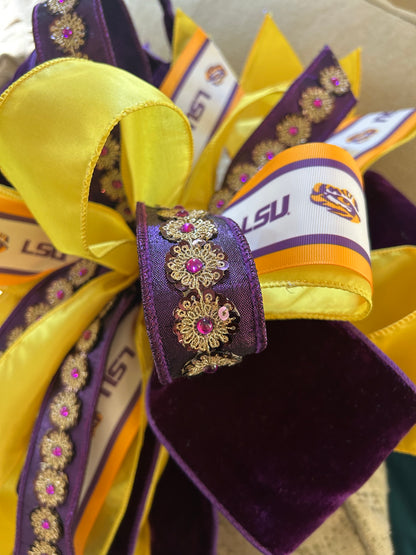 Geaux Tigers Purple and Gold Collegiate Team Pride Bow