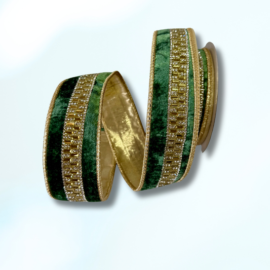 JME Green Velvet Jeweled Center Trim