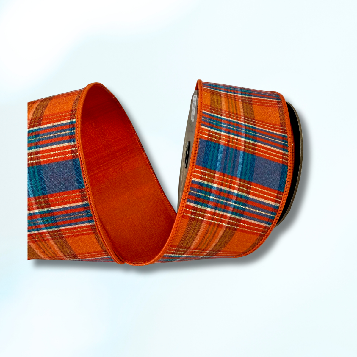 D.Stevens Orange and Blue Plaid Ribbon