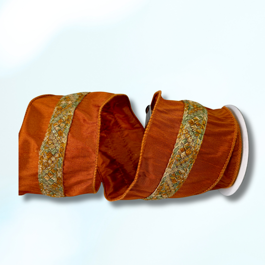 Nancy Brown Home Burnt Orange with Woven Trim
