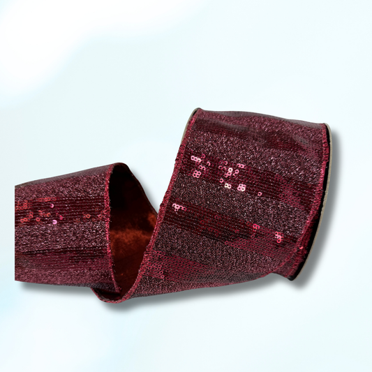 D.Stevens Deep Burgundy Sequin Ribbon