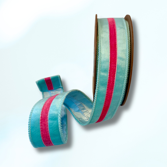 Velvet Blue and Pink Ribbon