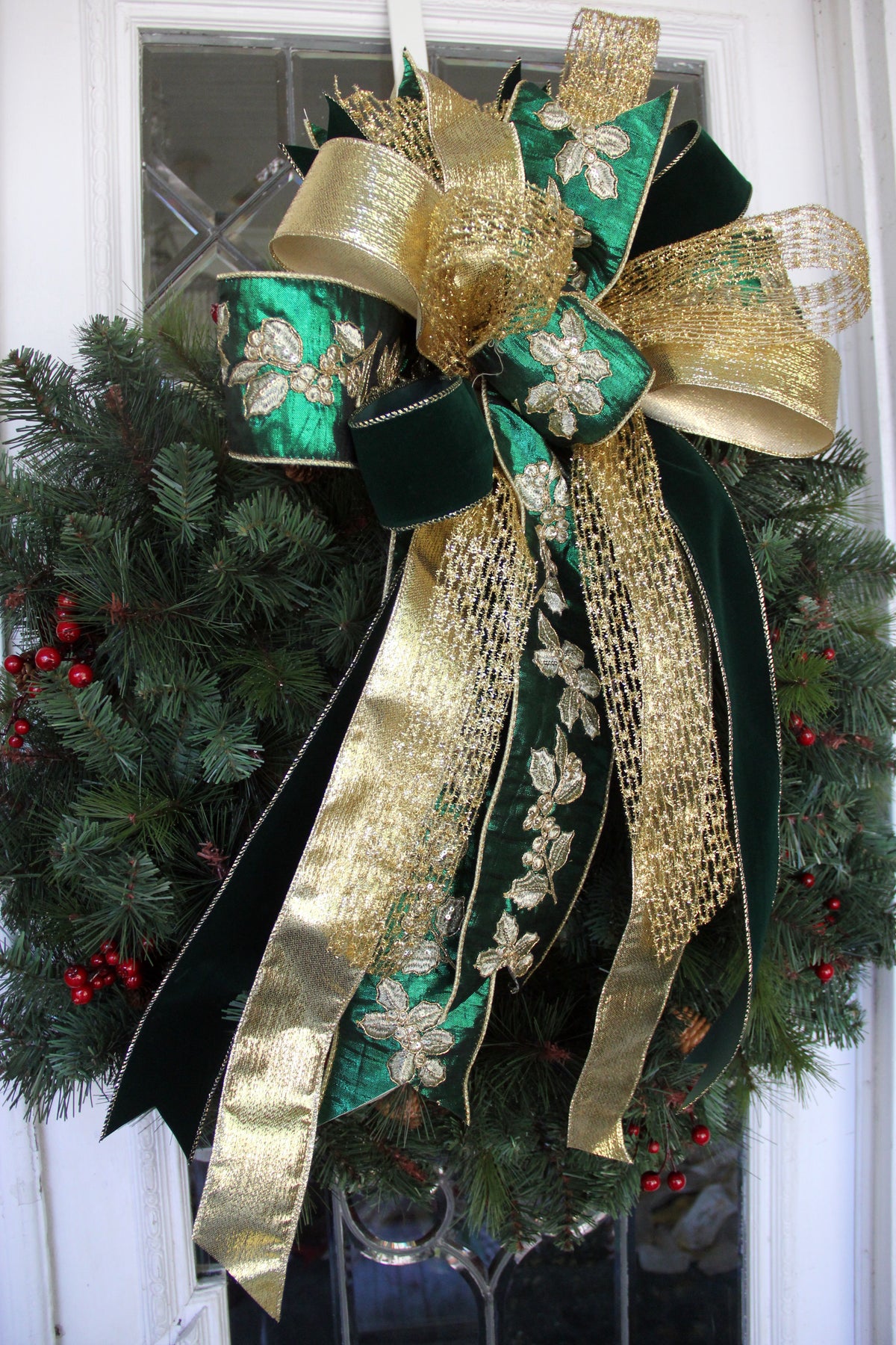 XL Emerald & Gold Elegance Bow image 0